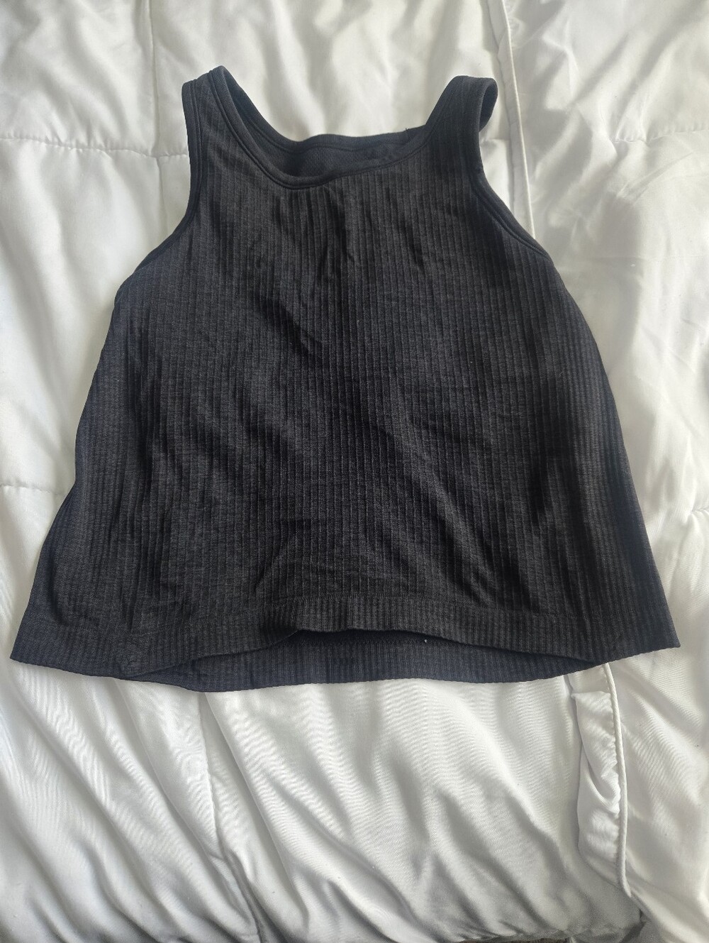 Lululemon Ebb To Street Cropped Black Ribbed Tank Top Sz 10